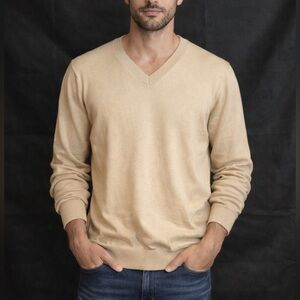 ODIN NEW YORK ECRU V-NECK SWEATER NWT SZ M